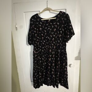 Madewell Black Dress with Floral Pattern